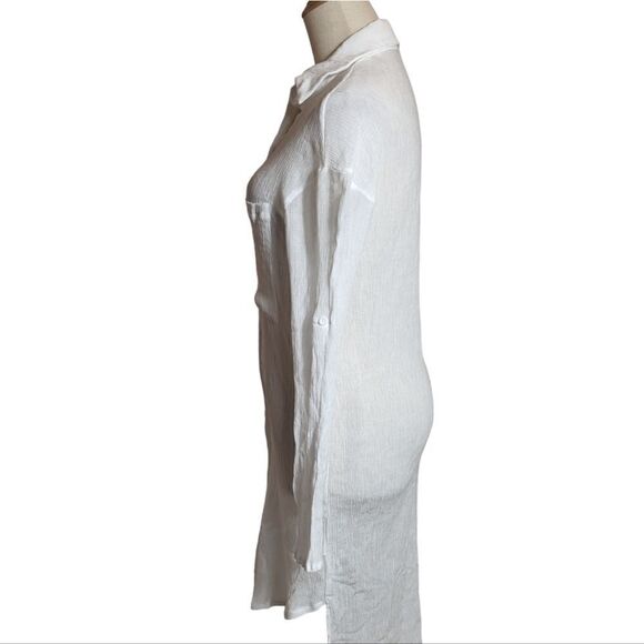 PrettyLittleThing White Sheer Mini Dress Top or Coverup - Picture 4 of 8